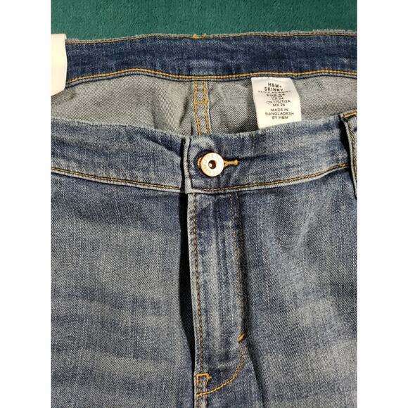 H&M Jeans Size 24 Womens Blue Stretch Pants Denim Mid Rise Ladies Skinny NWT - Picture 8 of 15